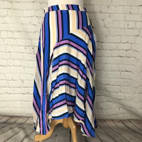 Astr Striped Midi Uneven Hem Skirt Size M - Picture 2 of 11